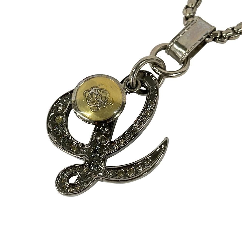 Loewe Necklace Silver Cream Hardware Rhinestones